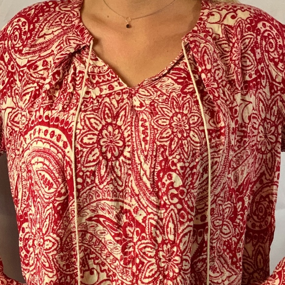 Umgee USA Oversized Boho Red Paisley Top - Picture 2 of 6